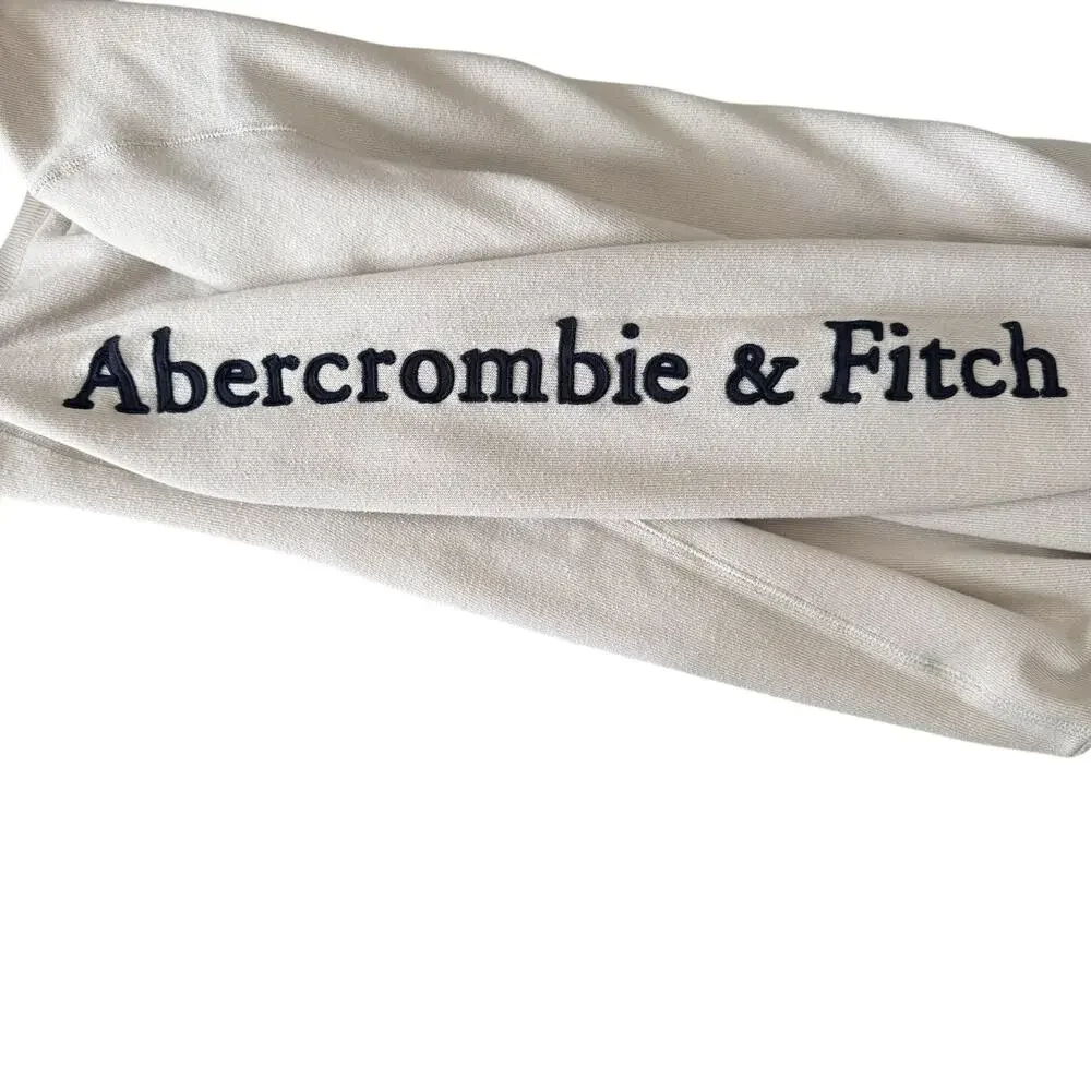 Abercrombie‎ & Fitch Soft A&F Fleece Sweatershirt Mens SM Cream Crew Neck Casual